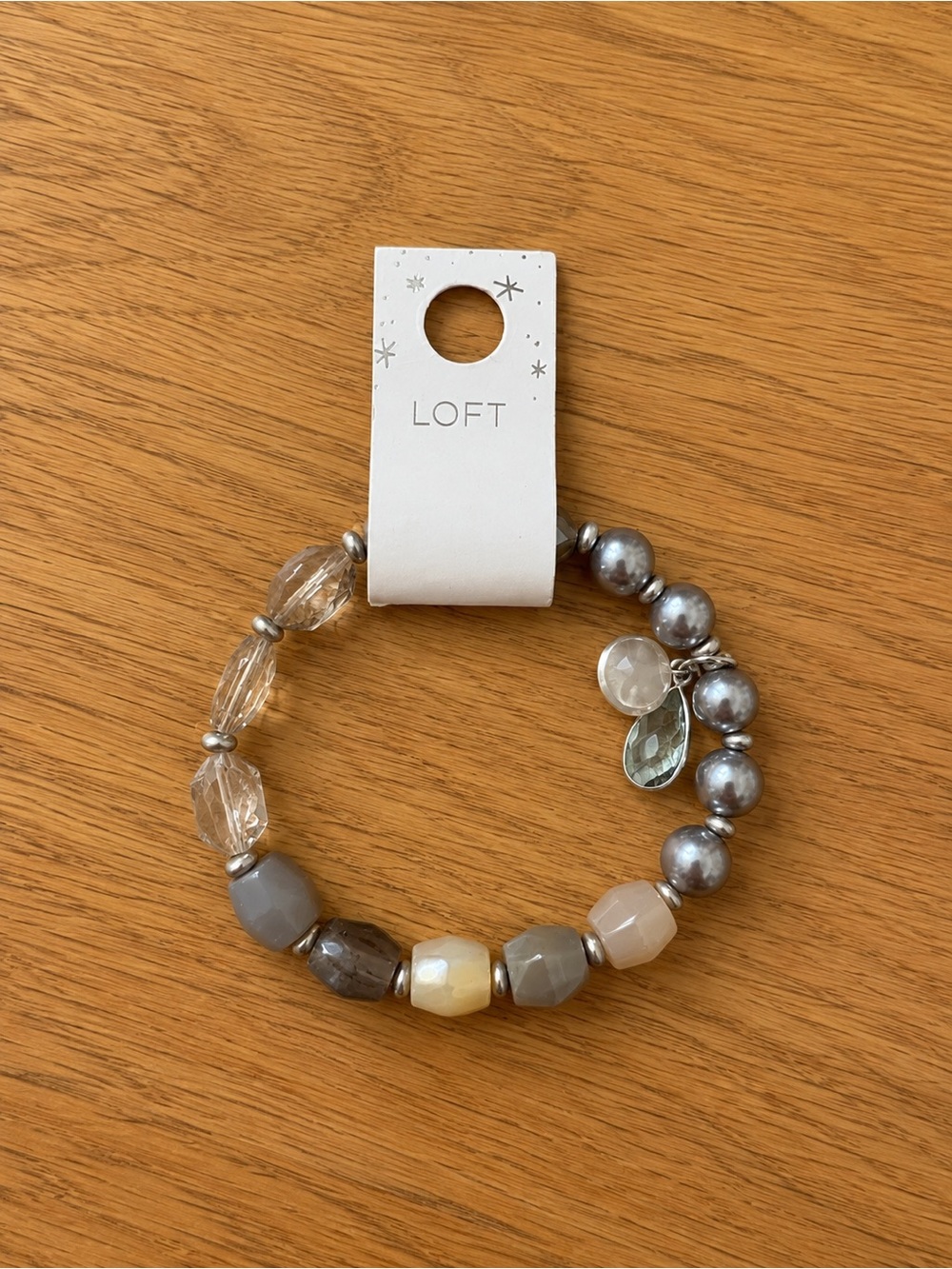 LOFT Multi-Tone Beaded Bracelet with Crystal and Pearl Charms